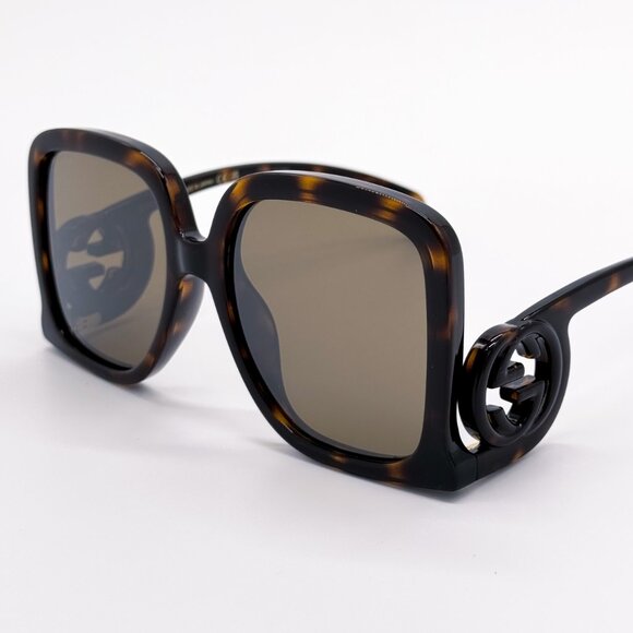 NEW GUCCI GG1326S 007 OVERSIZED DARK HAVANA BROWN MIRROR WOMEN SUNGLASSES GUCCI - Picture 7 of 13